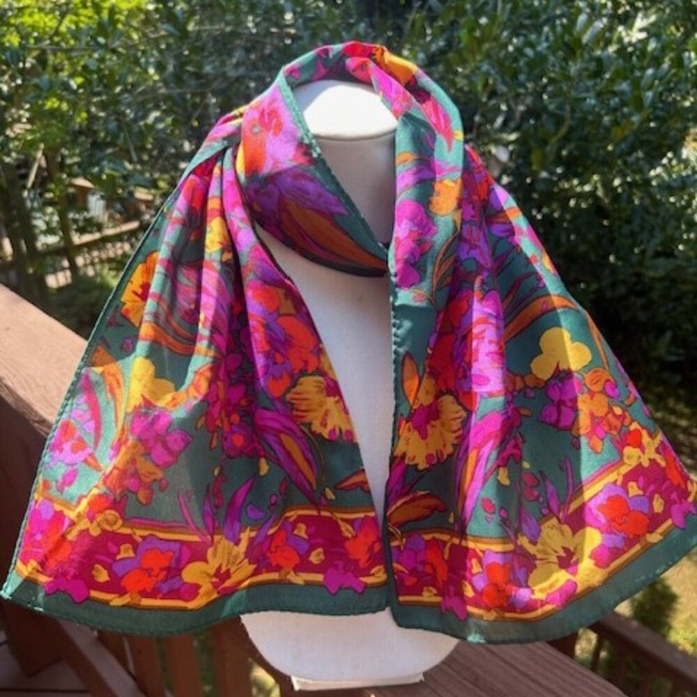 CASCA 100% SILK Fall Holiday Floral SCARF